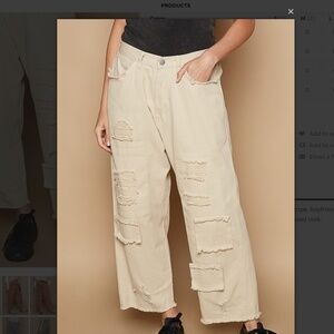 💕POL “ Dani “ POL Loose Fit Boyfriend Cropped Pant with Distress Detail 59